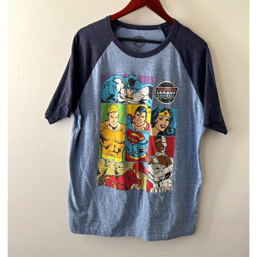DC Comics Originals Justice League Graphic Raglan Crew Neck T-Shirt Men’s XL
